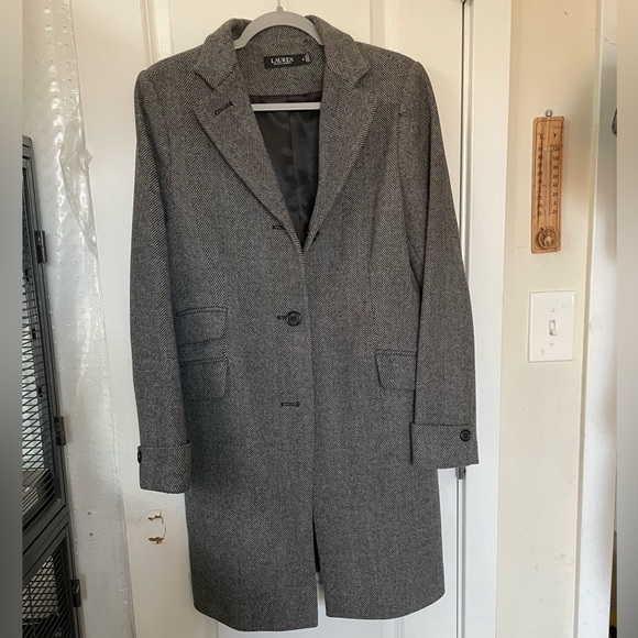 Ralph Lauren Wool mid length coat 🧥 grey/black - Picture 3 of 16